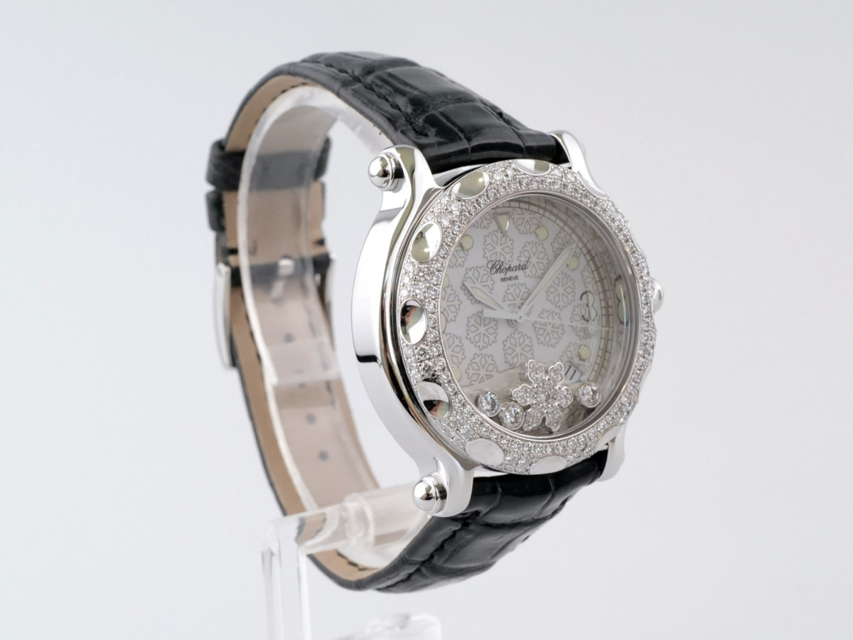 Швейцарские часы Chopard Happy Sport Diamond Snowflake 18K White Gold Steel 38