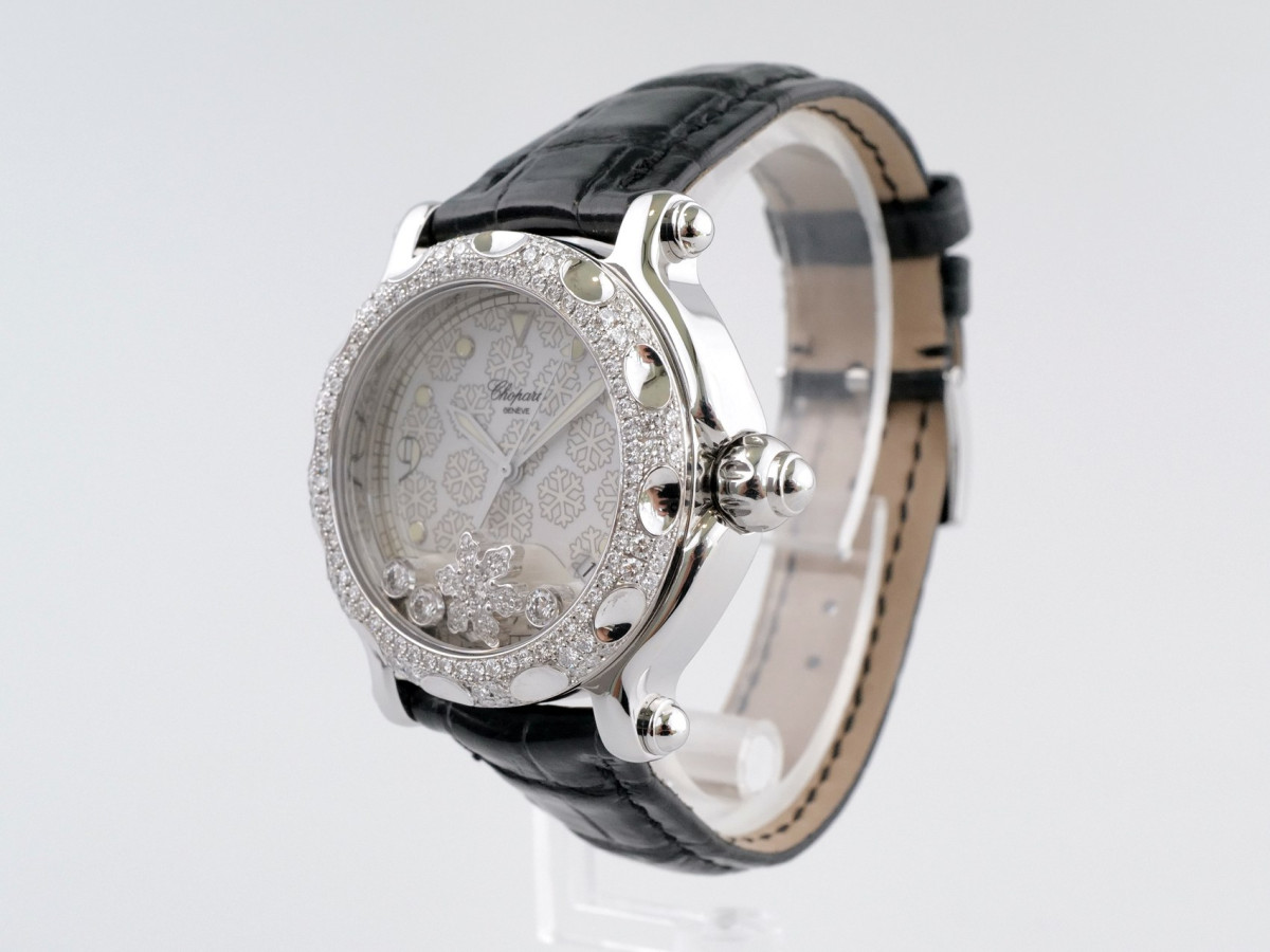 Швейцарские часы Chopard Happy Sport Diamond Snowflake 18K White Gold Steel 38