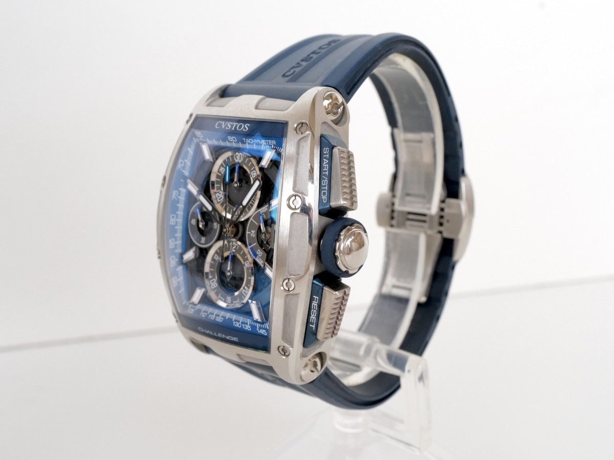 Swiss watch Cvstos Challenge Chronograph Chrono II Blue Skeleton Dial