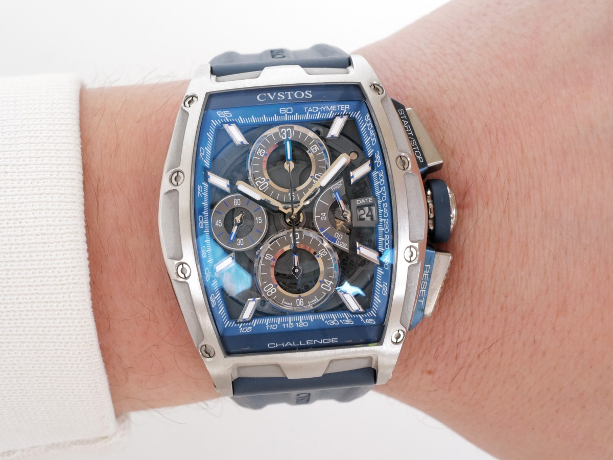 Swiss watch Cvstos Challenge Chronograph Chrono II Blue Skeleton Dial