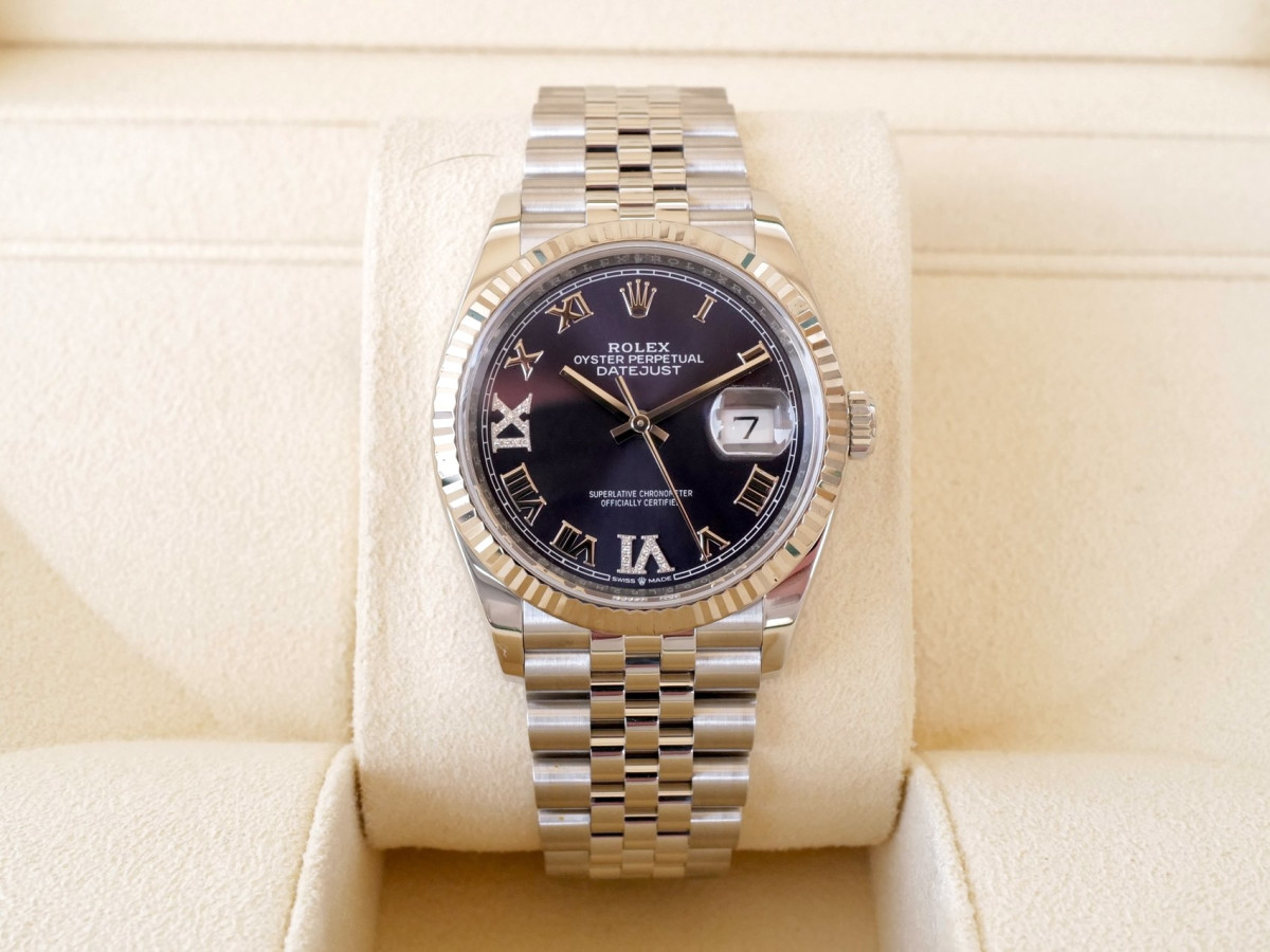 Swiss watch Rolex Datejust 36 Jubilee Purple Roman VI IX Diamond Dial