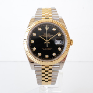 Швейцарские часы Rolex Datejust 41 Jubilee Steel 18K Yellow Gold Black Diamond Dial (2023)