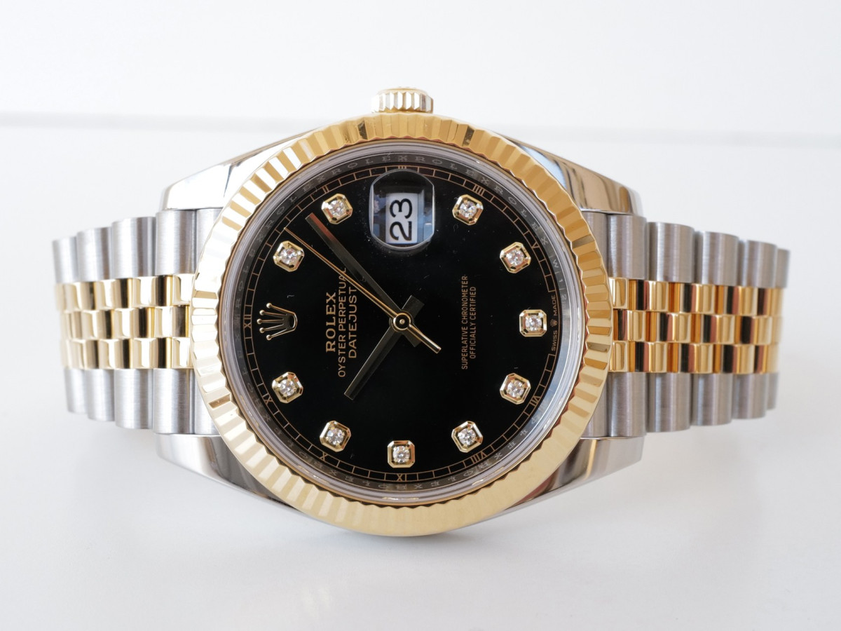 Швейцарские часы Rolex Datejust 41 Jubilee Steel 18K Yellow Gold Black Diamond Dial (2023)
