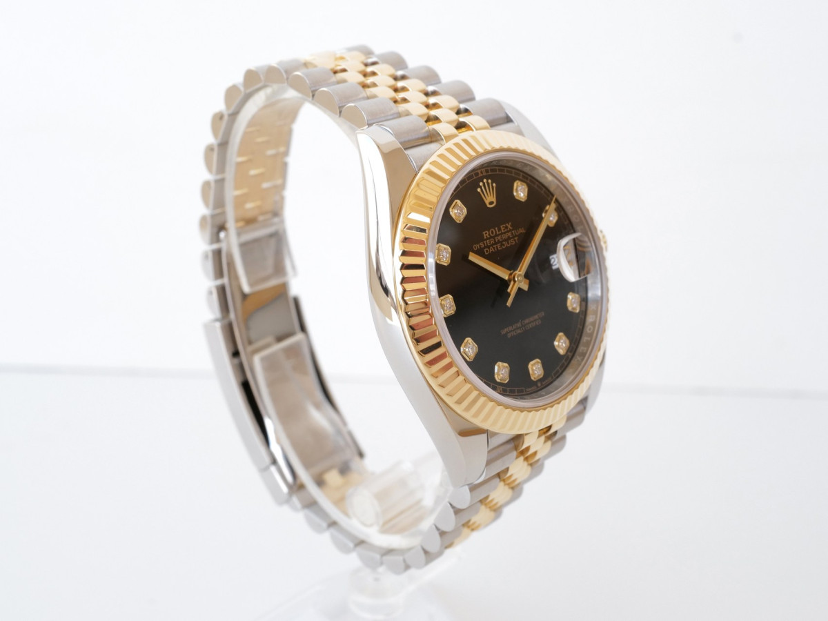 Швейцарские часы Rolex Datejust 41 Jubilee Steel 18K Yellow Gold Black Diamond Dial (2023)