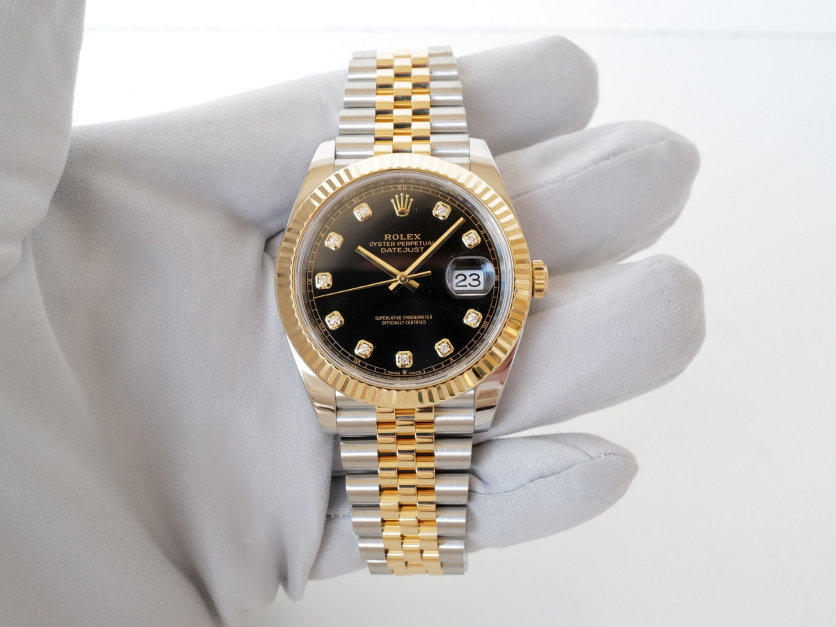 Швейцарские часы Rolex Datejust 41 Jubilee Steel 18K Yellow Gold Black Diamond Dial (2023)