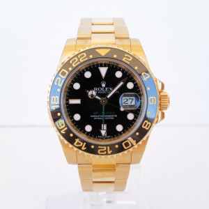 Швейцарские часы Rolex GMT-Master II 18K Yellow Gold Black Dial 40 В ПЛIВКАХ