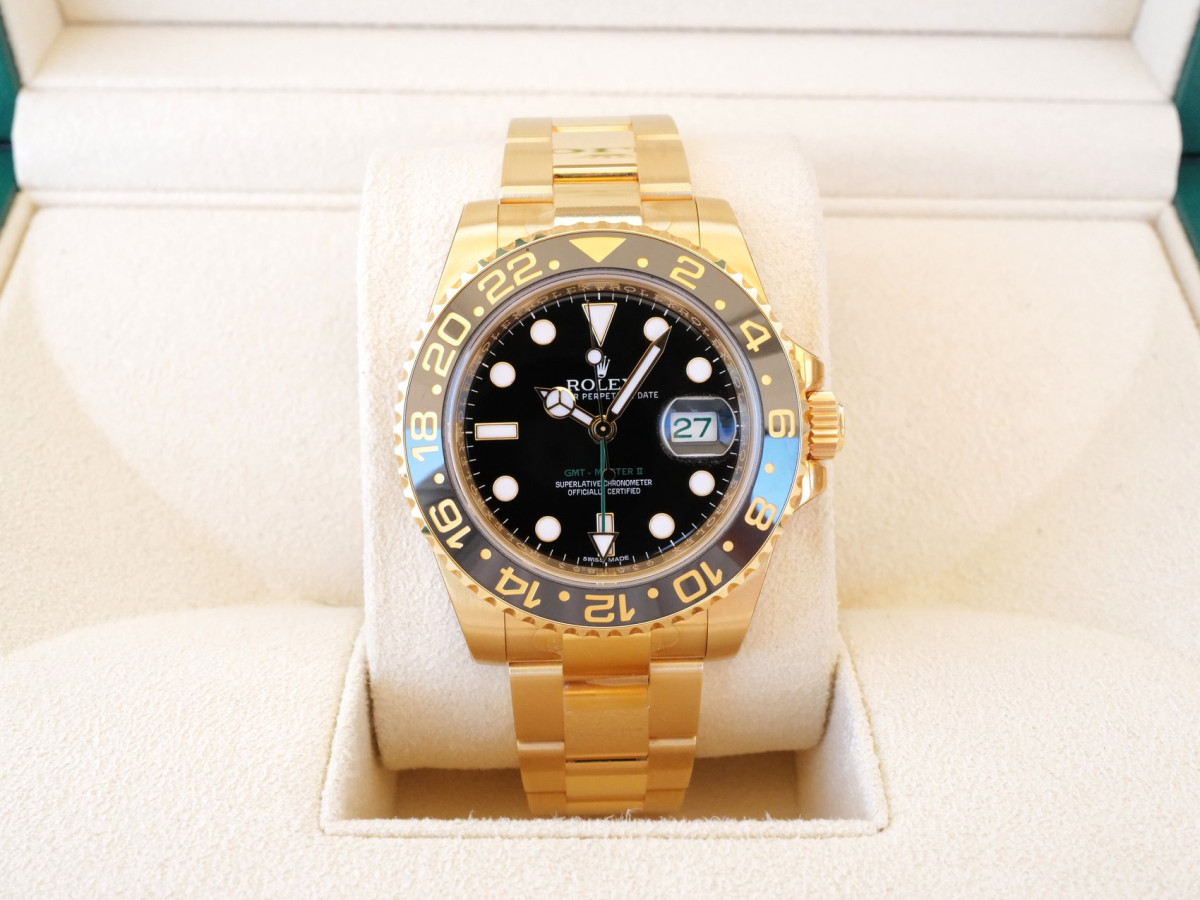 Швейцарские часы Rolex GMT-Master II 18K Yellow Gold Black Dial 40 В ПЛIВКАХ