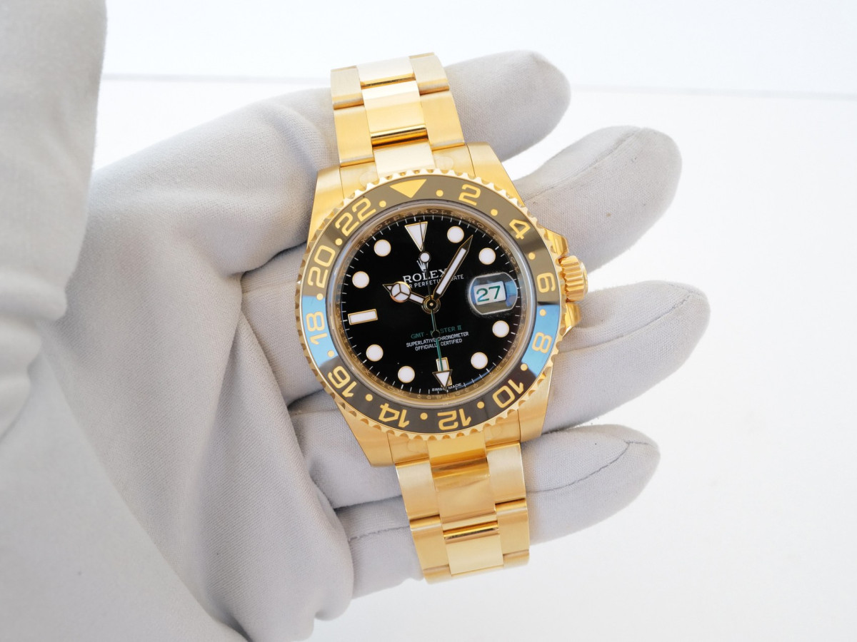 Швейцарские часы Rolex GMT-Master II 18K Yellow Gold Black Dial 40 В ПЛIВКАХ