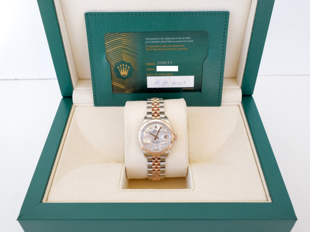 Швейцарские часы Rolex Lady-Datejust 28 Jubilee Steel 18K Rose Gold MOP Diamond Dial (2023)