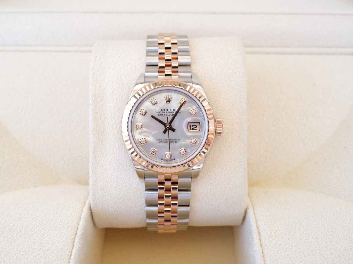 Швейцарские часы Rolex Lady-Datejust 28 Jubilee Steel 18K Rose Gold MOP Diamond Dial (2023)