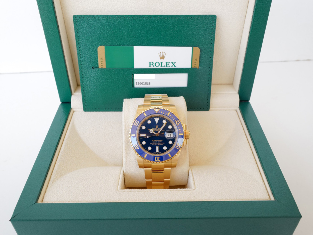 Швейцарские часы Rolex Submariner 18K Yellow Gold Date Ceramic Blue 40