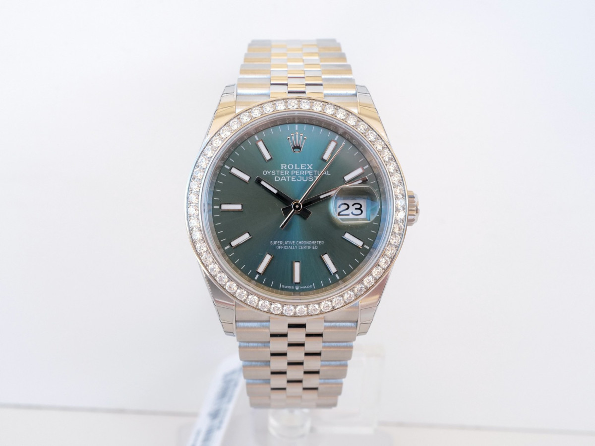 Швейцарские часы Rolex Datejust 36 Jubilee Steel Diamond Bezel Green Dial