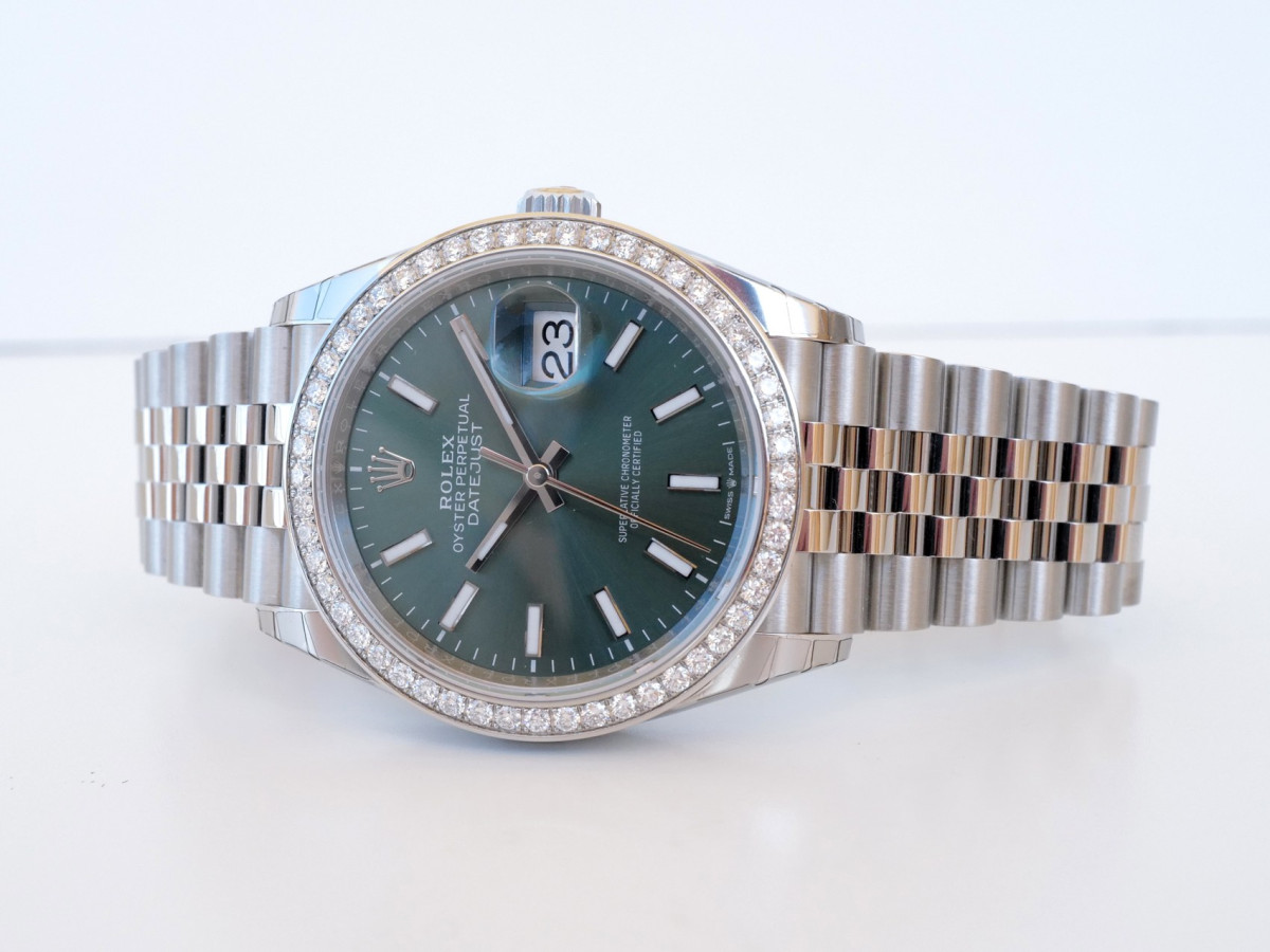 Швейцарские часы Rolex Datejust 36 Jubilee Steel Diamond Bezel Green Dial