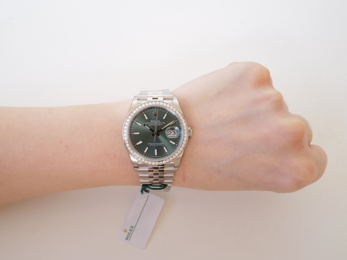 Швейцарские часы Rolex Datejust 36 Jubilee Steel Diamond Bezel Green Dial