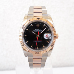 Швейцарские часы Rolex Datejust Turn-O-Graph 18K Rose Gold Steel Black Dial
