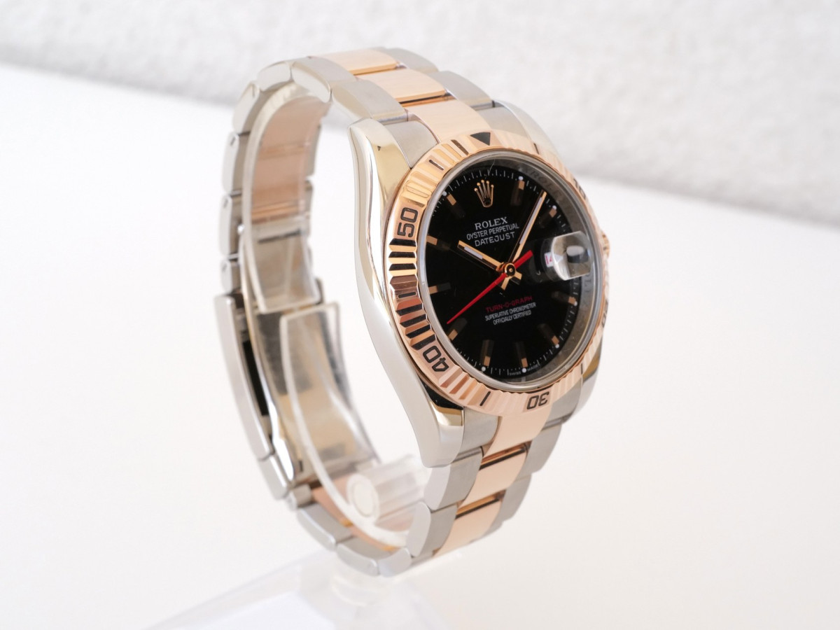 Швейцарские часы Rolex Datejust Turn-O-Graph 18K Rose Gold Steel Black Dial