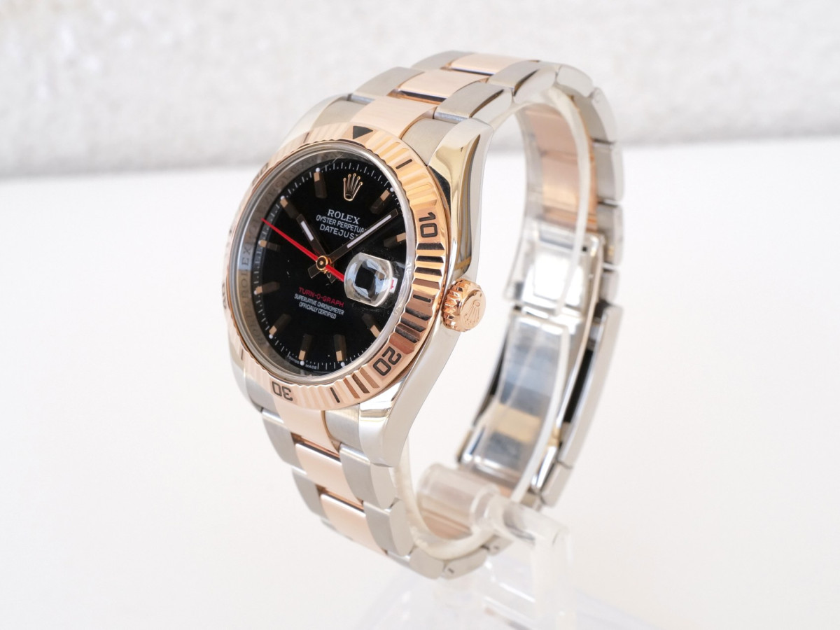 Швейцарские часы Rolex Datejust Turn-O-Graph 18K Rose Gold Steel Black Dial