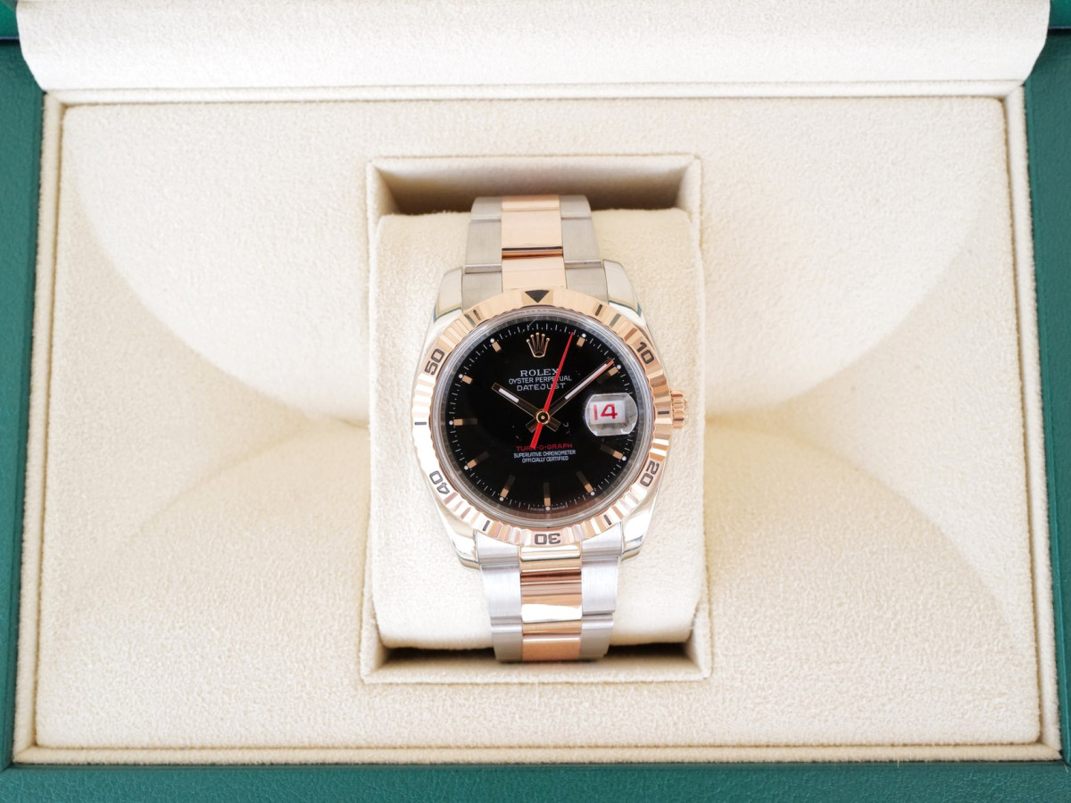 Швейцарские часы Rolex Datejust Turn-O-Graph 18K Rose Gold Steel Black Dial