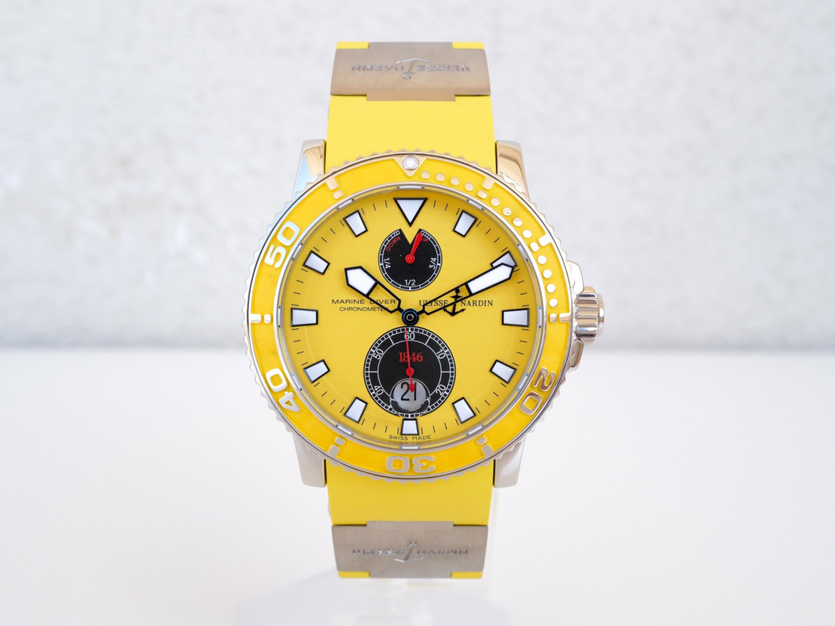 Швейцарские часы Ulysse Nardin Maxi Marine Diver Yellow Dial 43
