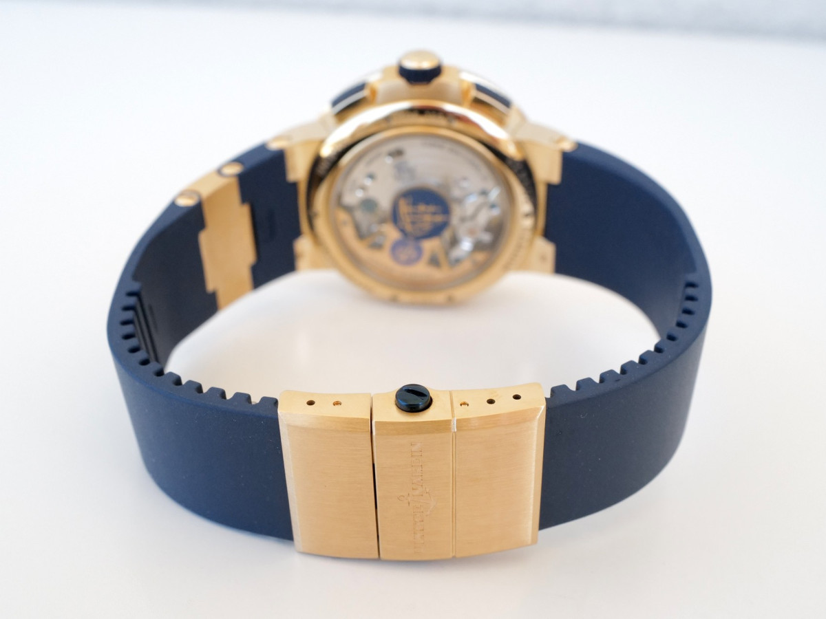 Швейцарские часы Ulysse Nardin Marine Chronograph Manufacture Voyage Bleu 18K Rose Gold Limited Edition 43