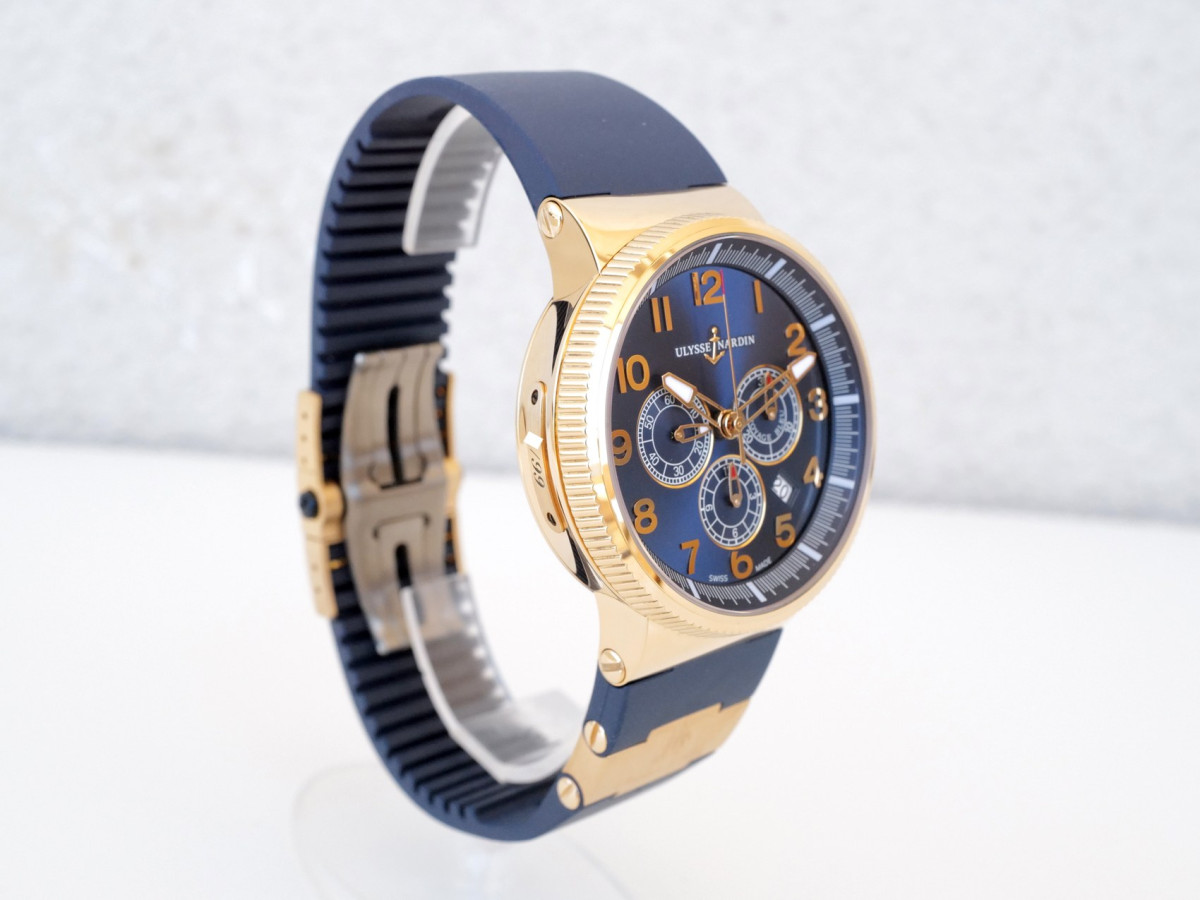 Швейцарские часы Ulysse Nardin Marine Chronograph Manufacture Voyage Bleu 18K Rose Gold Limited Edition 43