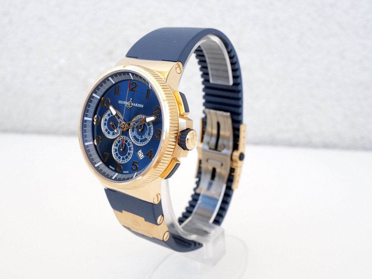 Швейцарские часы Ulysse Nardin Marine Chronograph Manufacture Voyage Bleu 18K Rose Gold Limited Edition 43