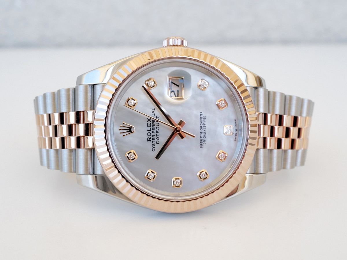 Швейцарские часы Rolex Datejust 41 Jubilee Steel 18K Rose Gold Mother Of Pearl Diamond Dial