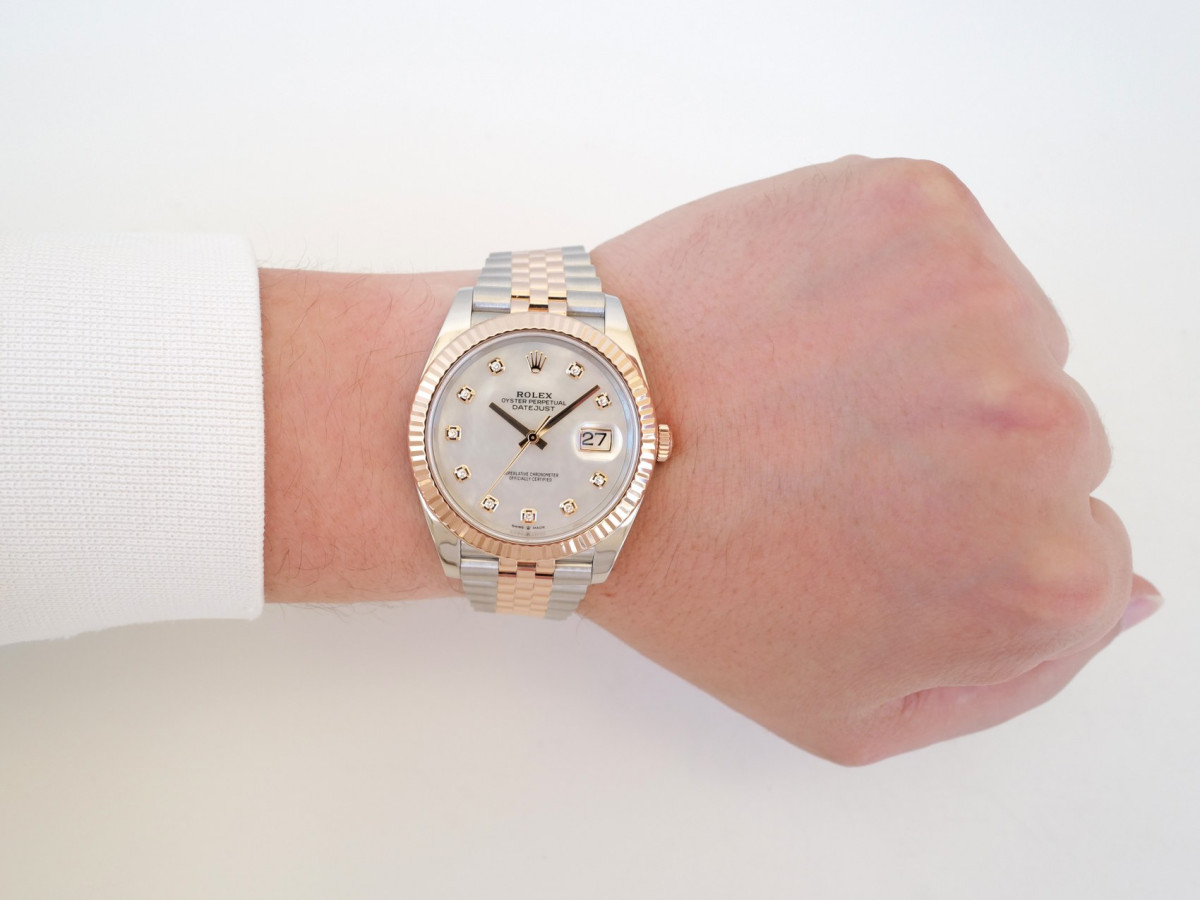 Швейцарские часы Rolex Datejust 41 Jubilee Steel 18K Rose Gold Mother Of Pearl Diamond Dial