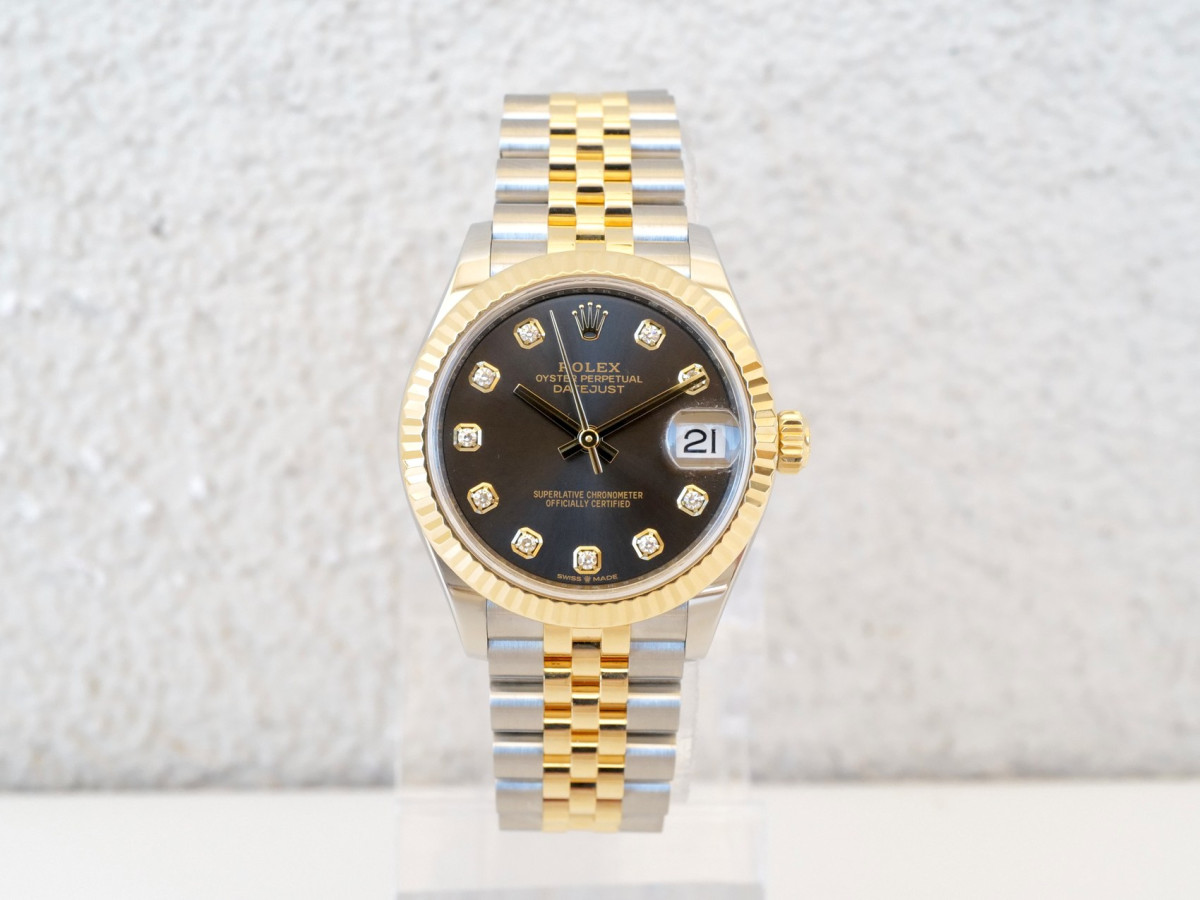 Швейцарские часы Rolex Datejust 31 Jubilee Steel 18K Yellow Gold Grey Diamond Roman