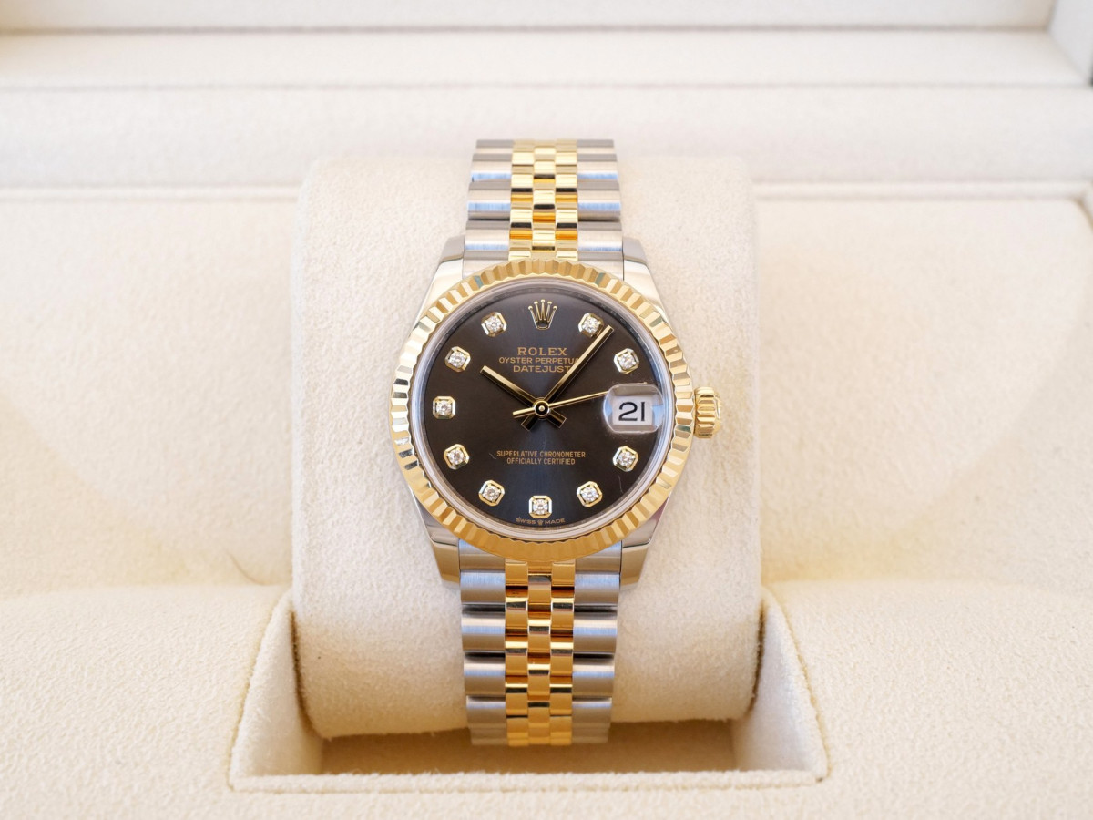 Швейцарские часы Rolex Datejust 31 Jubilee Steel 18K Yellow Gold Grey Diamond Roman