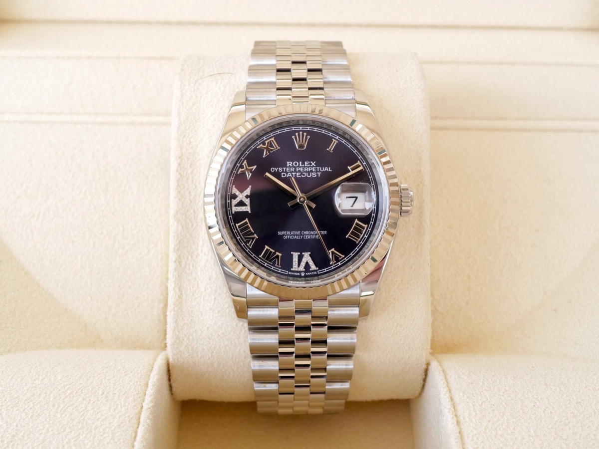 Швейцарские часы Rolex Datejust 36 Jubilee Purple Roman VI IX Diamond Dial (2024)