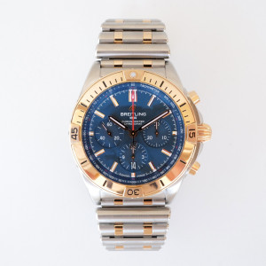 Швейцарський годинник Breitling Chronomat B01 42 Steel Rose Gold Blue Dial