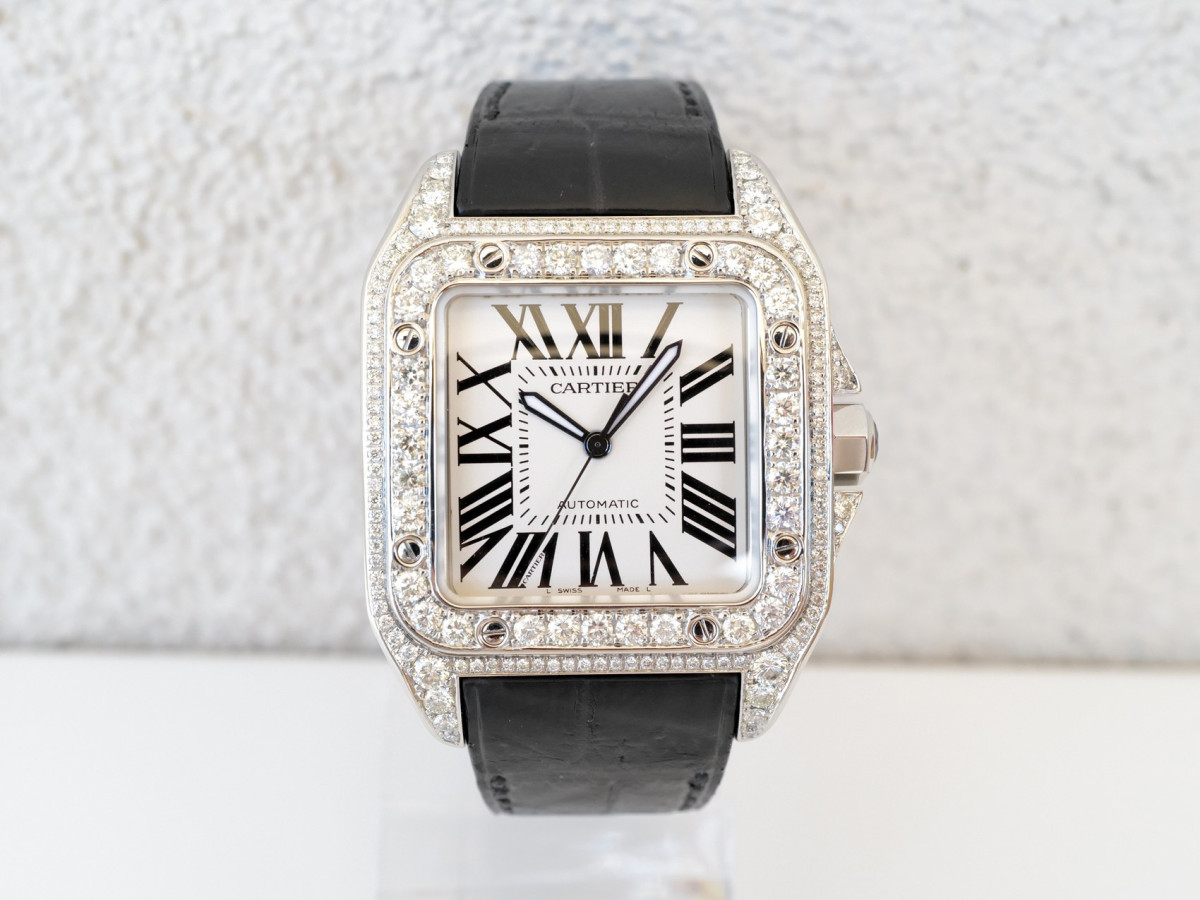 Швейцарський годинник Cartier Santos 100 Custom Diamonds 41