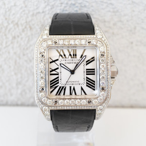 Швейцарський годинник Cartier Santos 100 Custom Diamonds 41