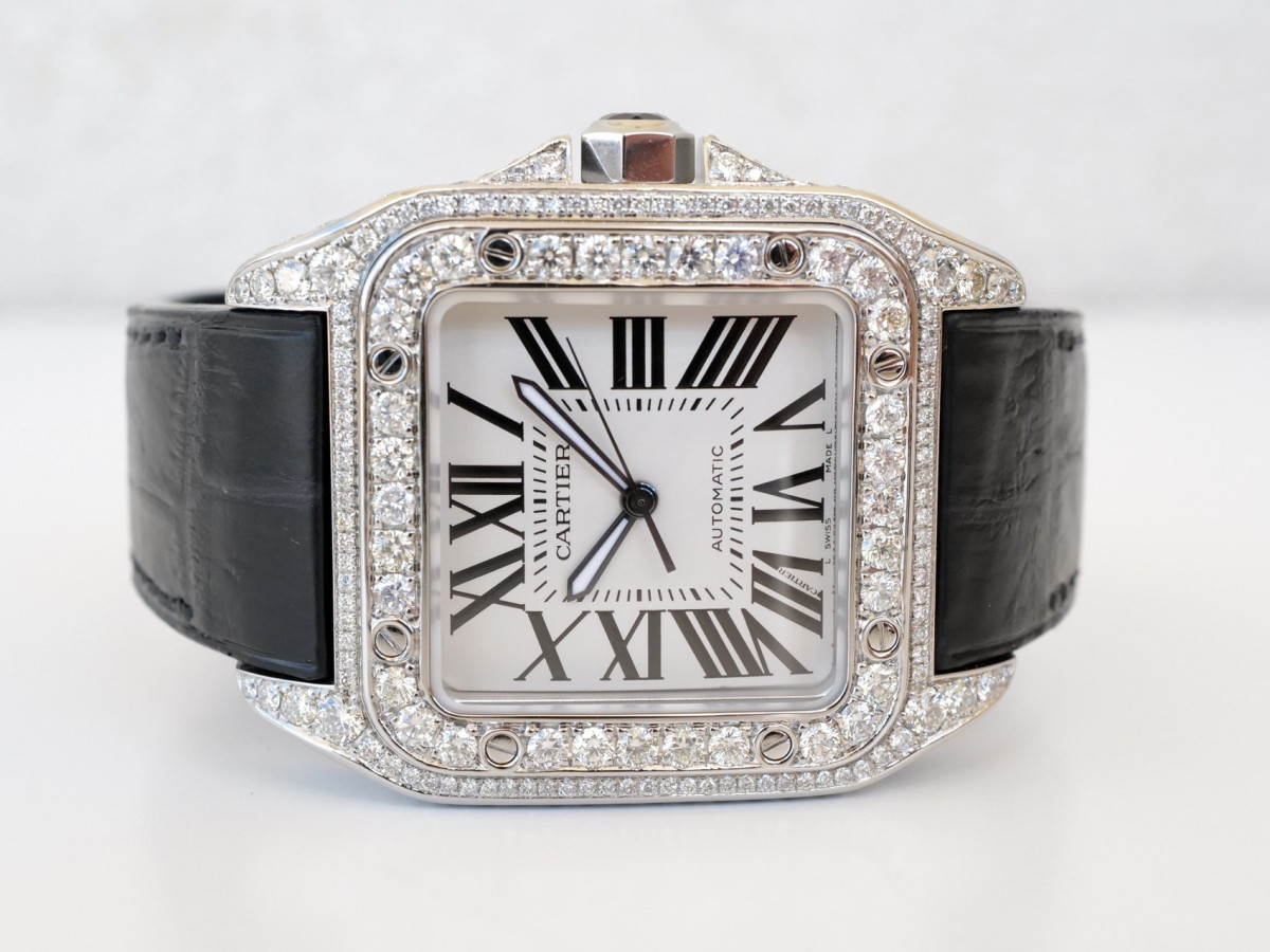 Швейцарський годинник Cartier Santos 100 Custom Diamonds 41