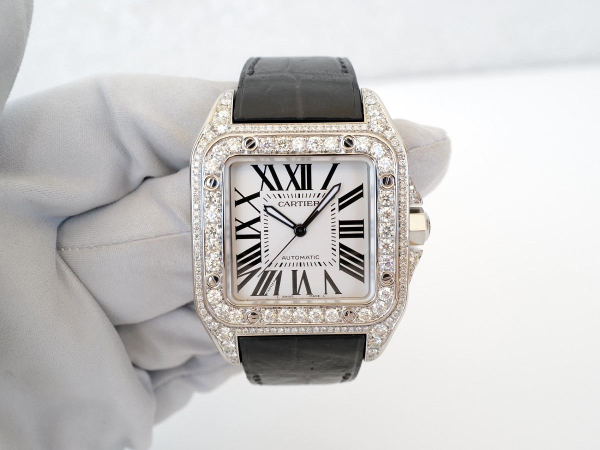 Швейцарський годинник Cartier Santos 100 Custom Diamonds 41
