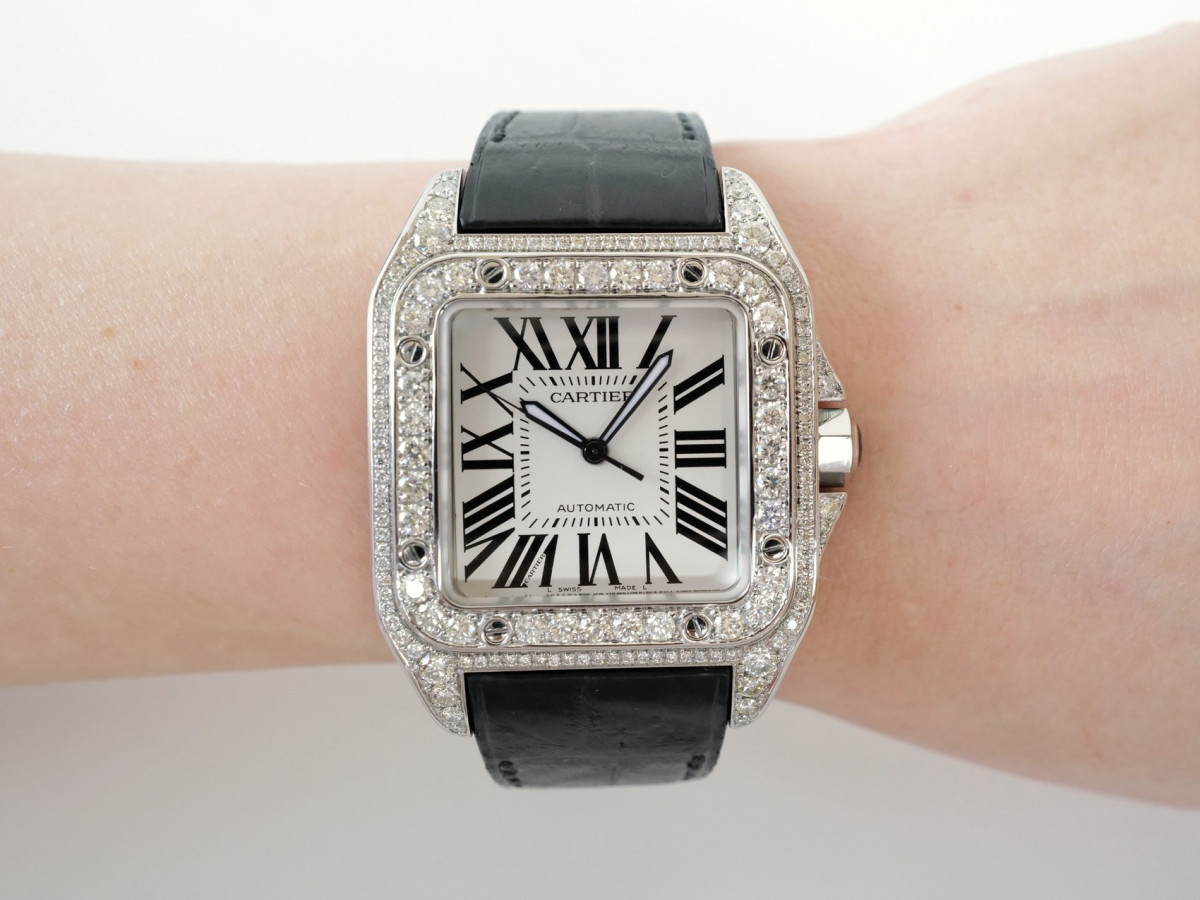 Швейцарський годинник Cartier Santos 100 Custom Diamonds 41