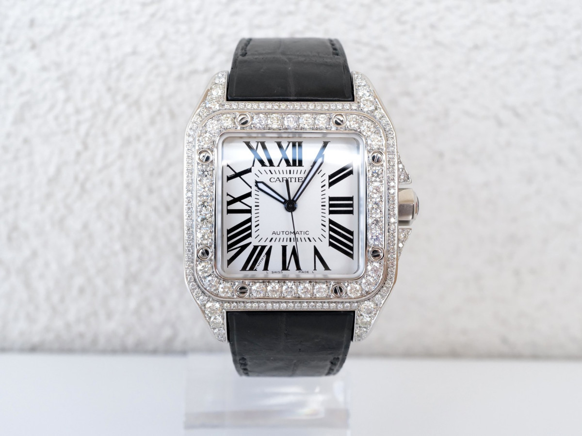 Швейцарський годинник Cartier Santos 100 Custom Diamonds 41