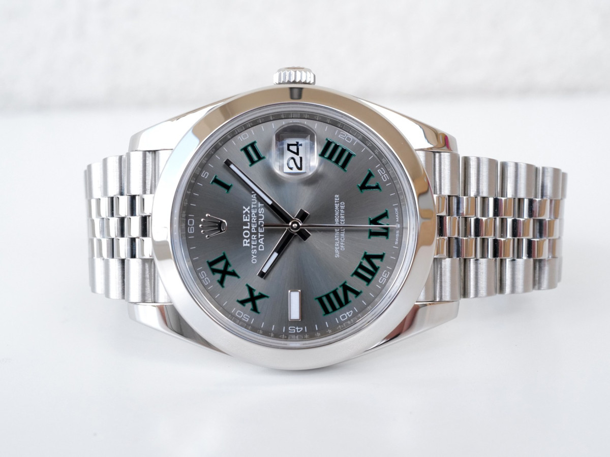 Швейцарський годинник Rolex Datejust 41 Wimbledon Dial Domed Bezel Jubilee Bracelet