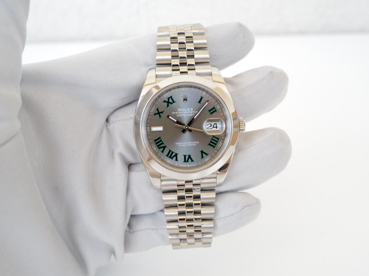Швейцарський годинник Rolex Datejust 41 Wimbledon Dial Domed Bezel Jubilee Bracelet