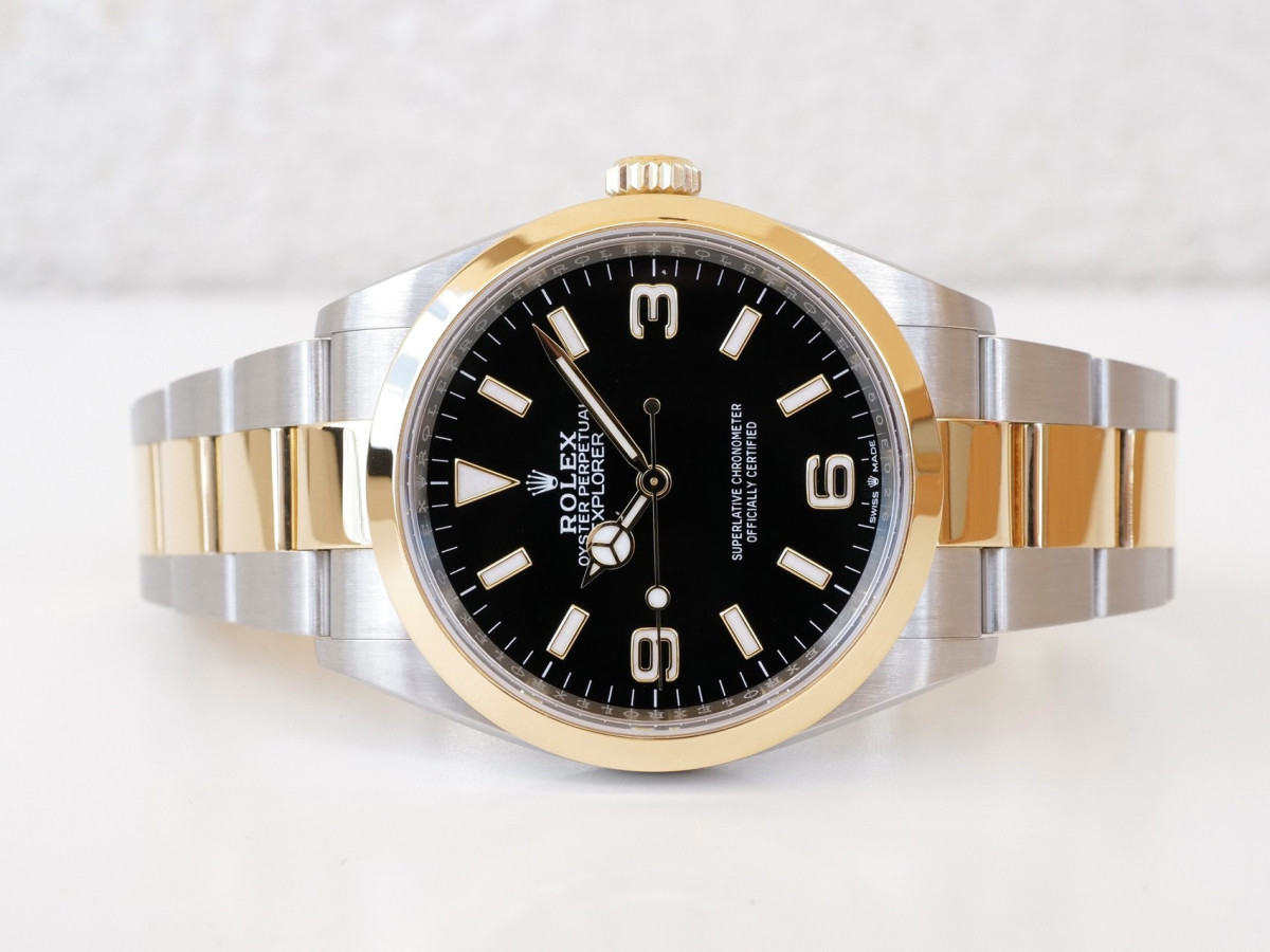 Швейцарський годинник Rolex Explorer 36 Oyster Perpetual Steel 18K Yellow Gold Black Dial