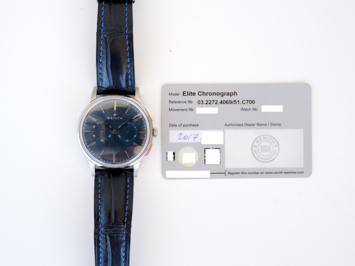 Швейцарские часы Zenith Elite Chronograph Classic Blue Dial 42