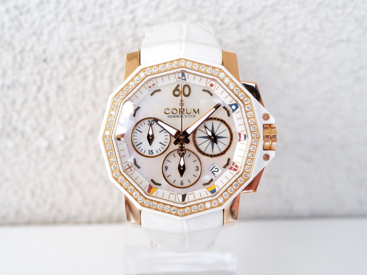 Swiss watch Corum Admirals Cup Challenger Diamonds MOP Dial Limited Edition 18K Rose Gold 40