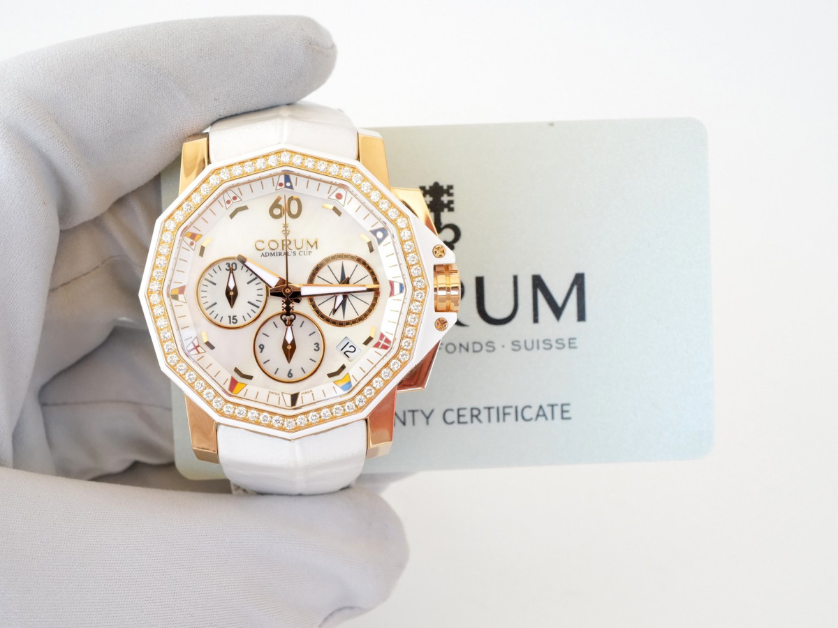 Swiss watch Corum Admirals Cup Challenger Diamonds MOP Dial Limited Edition 18K Rose Gold 40