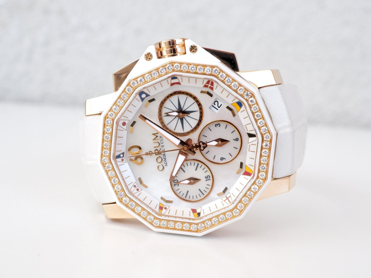 Swiss watch Corum Admirals Cup Challenger Diamonds MOP Dial Limited Edition 18K Rose Gold 40