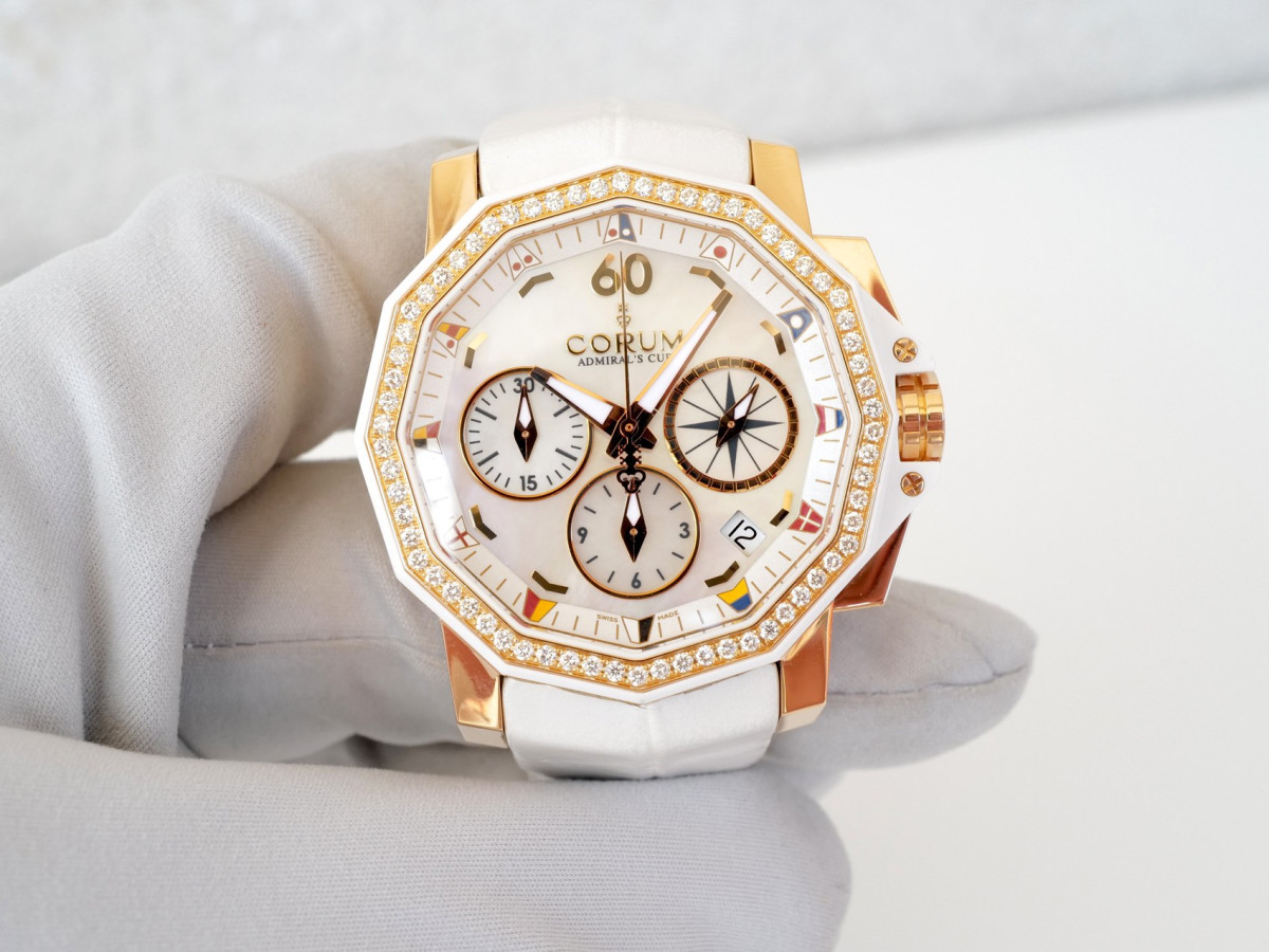 Swiss watch Corum Admirals Cup Challenger Diamonds MOP Dial Limited Edition 18K Rose Gold 40