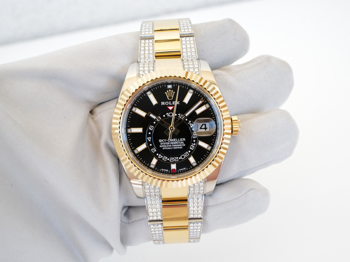 Swiss watch Rolex Sky-Dweller 42 Oyster Steel 18K Yellow Gold Black Dial