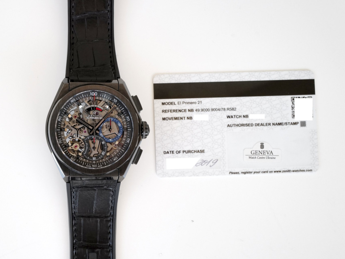 Швейцарские часы Zenith Defy El Primero 21 Black Ceramic Chronograph Skeleton Dial 44