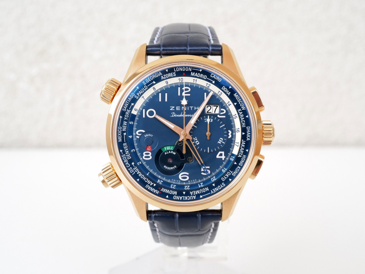 Швейцарские часы Zenith El Primero Pilot Doublematic Limited Edition of 10 Alarm Chronograph World Time 18K Rose Gold 45