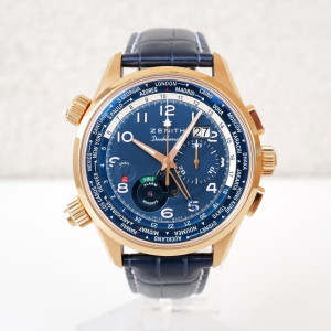 Швейцарские часы Zenith El Primero Pilot Doublematic Limited Edition of 10 Alarm Chronograph World Time 18K Rose Gold 45